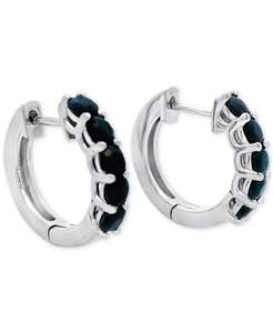 Zaffiro piccoli orecchini a cerchio (1 ct. T. w.) in argento Sterling, 0.47 "| Macacy's - Product Image 2