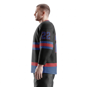 Men Ice Hockey Jersey Manufacturer Full Print Men’s Hockey Team Sportswear Jerseys Full Sleeve Men V-Neck Ice Jersey - Product Image 3