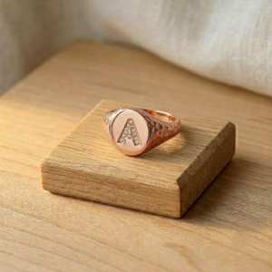 <b>Initial</b> Round Cut Lab Grown Diamond Engagement <b>Ring</b> For Color E Clarity VVS Hammered Finish Classic Fine Jewelry IGI Certified - Product Image 3
