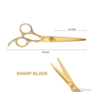 Tijeras Profesionales de Belleza y Barbería 4Cr13 con Puntas de Cuchilla Afiladas Chapadas en Oro, Acero Inoxidable, Ligeras, Plegables, para Diestros - Product Image 2