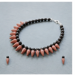Conjunto de Collar de Ágata Jaspe Marrón Pulido con Puntas y Pendientes a Juego, Joyería de Estilo Antiguo con Decoración de Cuentas Marrones y Negras - Product Image 2