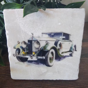 Sous-verres en marbre pour voitures vintage, sous-verres classiques pour la décoration de la maison, sous-verres pour boissons - Product Image 1