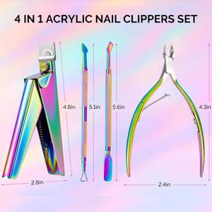 Kit de Manucure Pédicure Portable 4-en-1 de Luxe en Acier Inoxydable, Coupe-Cuticules, Repousse-Cuticules Double Embout, Durable pour Ongles et Ongles d'Adolescents - Product Image 1