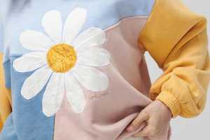 <b>Women's</b> Color Block Crewneck Sweatshirt Long Sleeve Floral Applique Pullover - Product Image 6