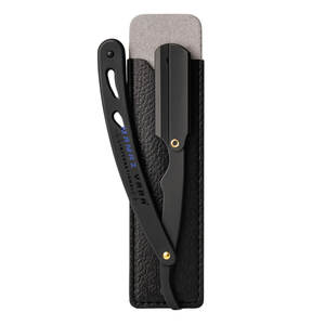 มีดโกนหนวดตรงสำหรับผู้ชาย สแตนเลสสีดำ สำหรับช่างตัดผม ยี่ห้อ OEM ราคาขายส่งจากโรงงาน - Product Image 1