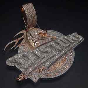 Pendentif Moissanite Rond à Taille Brillante avec Logo Personnalisé en Argent Sterling 925, Collier Iced Out Unisexe - Product Image 3