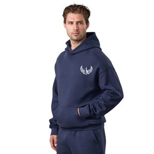 Sweat à capuche décontracté en molleton bleu marine pour homme, à manches longues, style streetwear, idéal pour l'hiver et les activités sportives - Product Image 1