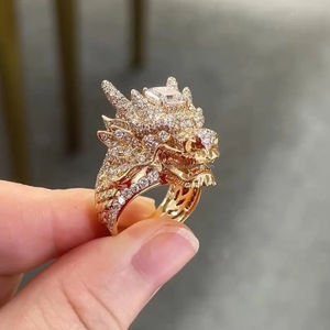 Bague Dragon Faite Main en Argent Sterling 925 avec Moissanite, Bijou Créature Mythique, Pièce Détachée Fantaisie Hip Hop Prong Iced Out - Product Image 2