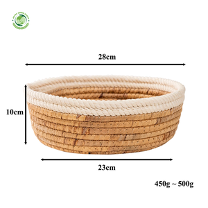 Panier en jacinthe d'eau avec bordure en corde blanche, panier de rangement fait main, vente en gros, écologique, fabriqué au Vietnam - Product Image 3