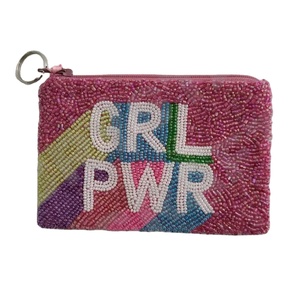 Monedero de Algodón Bordado a Mano con Cuentas Personalizado GRL PWR, Hermoso Portamonedas, Accesorio de Moda - Product Image 1