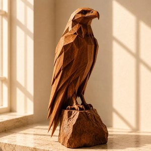 Superbe sculpture abstraite en bois faite à la main, décoration artistique minimaliste pour table, ornement de salon - Product Image 3