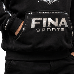 Sweat-shirt à capuche surdimensionné personnalisé pour homme, hiver, strass, streetwear de luxe, coton épais, avec poche, cristaux scintillants FS - Product Image 3