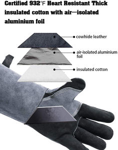 Gants de soudage résistants à la chaleur, gants de sécurité personnalisés, cuir de vachette, imperméables, antidérapants, durables, de haute qualité - Product Image 3