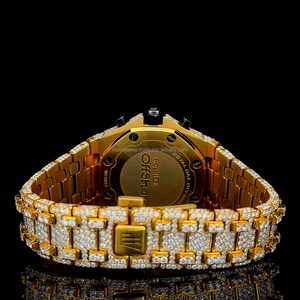 Montre Hip Hop pour homme de 45 mm, taille Jumbo, avec diamants Moissanite VVS 1 de qualité supérieure, entièrement en or jaune, montre automatique de luxe sertie de diamants. - Product Image 3