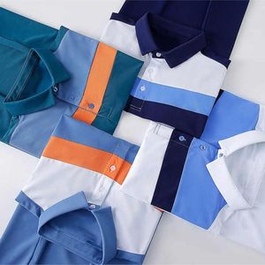 Men's Color Blocked <b>Polo</b> Shirt Short Sleeve Regular Fit Breathable Knitted 100% Polyester Casual Style Blue <b>White</b> Light Blue - Product Image 6