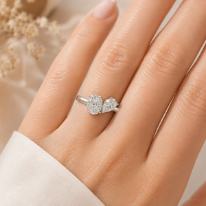 MAHANT GEMS Toi Et Moi Bague de luxe pour femme en or 10K avec diamant de laboratoire taille poire coussin, certifiée IGI, vente en gros OEM, bijoux fins - Product Image 4
