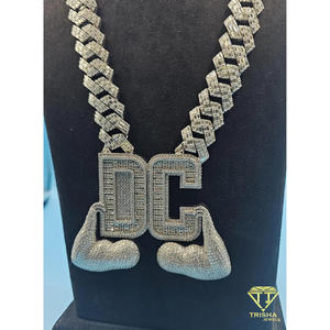 Collar con Colgante de Letra 'DC' Estilo Hip Hop, con Incrustaciones de Diamantes de Moissanita, Joyería Brillante para Regalo - Product Image 2