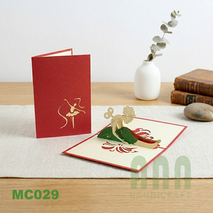 Boîte d'invitation en papier 3D pop-up personnalisée ANN HANDICRAFT Vietnam, découpée au laser, cartes de vœux de Noël pour filles, estampage à chaud 4 couleurs - Product Image 3