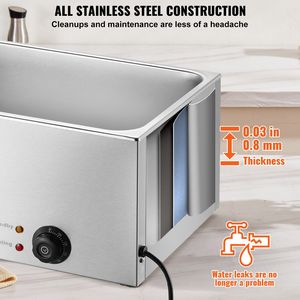 Scaldavivande Elettrico Commerciale 19QT Bain Marie 1200W in Acciaio Inossidabile per Buffet, Attrezzatura per Mantenere Caldi e Riscaldare Alimenti - Product Image 5