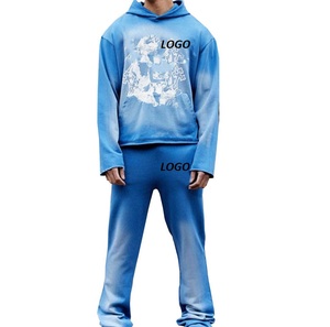 Oversized Drop Shoulder Acid Wash Joggers & Hoodie Tracksuits <b>Jogging</b> <b>Suit</b> Zipper Winter Outerwear Breathable Vintage Track <b>Suit</b> - Product Image 3