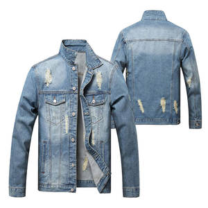 New Fashion Men's Distressed Denim <b>Jacket</b> Slim Fit Ripped Vintage Jean <b>Jacket</b> Streetwear Light Blue Casual Male <b>Trucker</b> Coat - Product Image 6