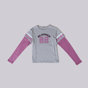 เสื้อยืดผู้ชายผ้าฝ้าย 100% ทรงโอเวอร์ไซส์สองชั้น สไตล์ฮิปฮอป แขนสองชั้น ไม่มีลาย สั่งผลิตขั้นต่ำน้อย - Product Image 1