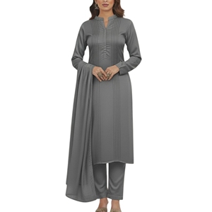 Ensemble Kurta en coton blanc pour femme avec dupatta, coupe régulière, longueur au sol, tenue décontractée modeste, toutes saisons - Product Image 2