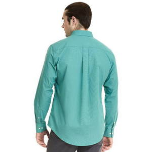 Camisa de Vestir de Popelina Verde Sólido para Hombre, Manga Larga, Cuello Clásico, Estilo Casual Elegante, Antiarrugas, Poliéster, Primavera - Product Image 3