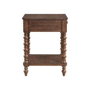 Classic Solid Mahogany Wood Nightstand <b>Storage</b> Contemporary Design Brown Finish Bedroom Apartment Living Room Use 1 Drawer - Product Image 2