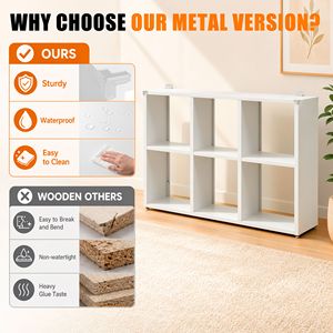Kids & Teen <b>6</b>-<b>Cube</b> Metal Bookcase Display Shelf <b>Storage</b> Organizer 11.8" X 28" X 41" Easy Assembly for Living Room or Bedroom - Product Image 5
