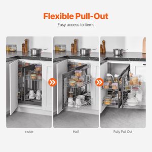 Organizzatore per Armadio da Cucina a 2 Livelli e 4 Ripiani con Apertura da 15 Pollici, Cestello Estraibile in Acciaio al Carbonio Cromato per Angoli Ciechi - Product Image 4