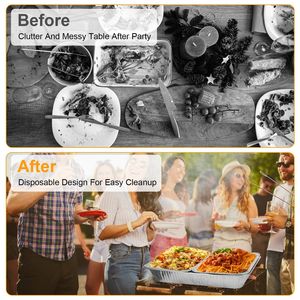 Set of 42pcs Disposable Party Supplies Full-Size Pans Food Warmers <b>Buffet</b> Chafing <b>Servers</b> Covers Spoons Forks Tongs - Product Image 3