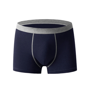 Calzoncillos bóxer de cintura media para hombre, de color sólido, tejidos, transpirables, 100% algodón, antibacterianos, lavables a máquina. - Product Image 1