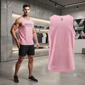 REXFITSPORTS 2026 Camiseta sin Mangas Personalizada con Logotipo para Hombre, Chaleco Deportivo Transpirable para Gimnasio, Ropa Deportiva de Marca Privada - Product Image 5