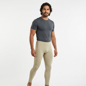 Leggings de compression pour homme, longueur intégrale, couleur unie, taille élastique, matière Spandex Nylon - Product Image 4