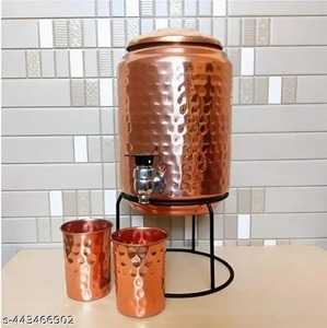Distributeur d'eau portable en cuivre pur, isolé sous vide, avec 1 verre |   Design contemporain - Product Image 2