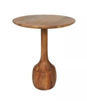 Table d'appoint ronde en bois massif de style antique, en forme de coupe à whisky, table basse sur piétement artisanale pour salon, chambre, bar, ferme