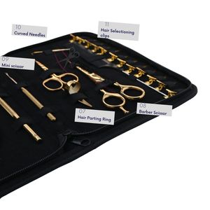 Kit d'outils pour extensions capillaires avec pince à micro-anneaux, pince à démonter les perles, coupe-bond, enfileur de boucles, crochet et ciseaux de barbier pour salon - Product Image 4
