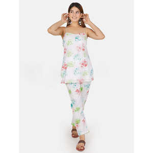 Costume blanc multicolore en mousseline de coton respirant pour femme, taille XS - Product Image 4