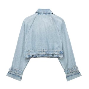 OEM/ODM Customization Fall Season New Style <b>Stand</b> Collar Women Denim Jackets Cropped Black Blue Motorcycle Jacket - Product Image 5