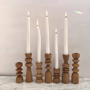 Rustic Wooden Pillar <b>Candle</b> Holder With Black Metal Top <b>Small</b> Size For Tabletop Dining Room And Living Room Decor - Product Image 2