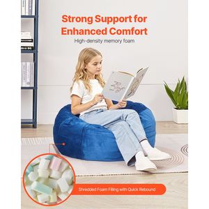 3 piedi sacchetto di fagioli sedia rimovibile lavabile copertura 25D Memory Foam morbido liscio in velluto olandese sacco divano per camera da letto sala giochi blu - Product Image 4