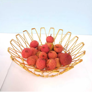 Decor Impex Modern Iron Wire Fruit <b>Basket</b> with <b>Wooden</b> Base and Eco-Friendly Handle for Kitchen <b>Storage</b> - Product Image 1