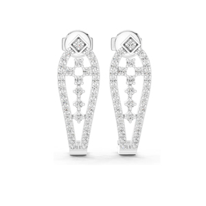 ZAWO HOUSE for Certified Gold Plated Silver Lab Grown Brilliant Cut Diamond <b>Stud</b> <b>Earrings</b> Unique Modern <b>Chain</b> Design Wedding - Product Image 3