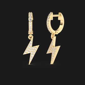 Pendientes de Plata de Ley 925 con Baño de Oro, Diseño de Rayo, Micro Pavé de Diamantes CZ, Joyería de Moda para Mujer - Product Image 1