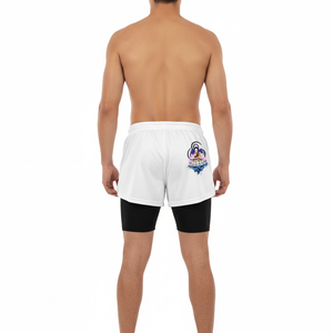 Custom Mens 2 In 1 Gym Shorts Double <b>Layer</b> Mesh Quick Dry Sports Shorts With Digital Printing - Product Image 4