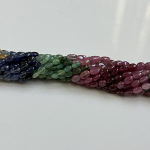 Cuentas ovaladas lisas de zafiro multicolor AAA, cuentas de zafiro arcoíris natural, hilo de cuentas para la fabricación de joyería, cuentas sueltas al por mayor. - Product Image 3