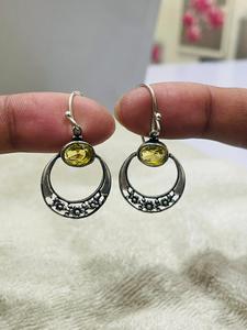 Latest style German <b>Silver</b> <b>Top</b> Quality For This Oval shape Citrine Stone Gemstone Earring Wholesale For Wome jewelry - Product Image 3