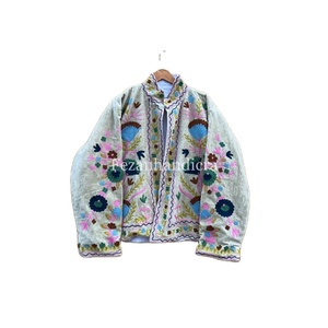 Women's Boho <b>Hippie</b> Style Winter Coat with Handmade Short Suzani <b>Jacket</b> Flower Embroidery Wholesale Lining for Spring Season - Product Image 1