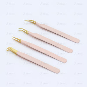 Lot de 4 pinces à cils enduites d'or pour extensions de cils Pince à épiler Volume en acier inoxydable sans rouille - Product Image 1